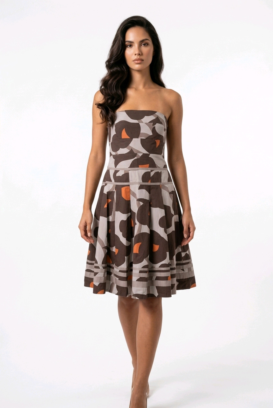 Kay Unger Strapless Floral Cocktail Dress 8